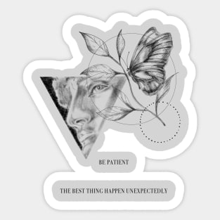 David of Michelangelo with butterfly and leaves - be patient Sticker